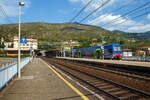 Der Bahnhof Levanto an der Italienischen Riviera (nördlich der Cinque Terre) an der Bahnstrecke Pisa–Genua (RFI Strecke-Nr.