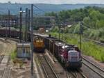 CFL Lok DE18 309 schiebt den Güterzug in die Abstellung des Bahnhofs Belval Université.