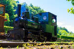 Die �lteste erhaltene luxemburgische Dampflok, die 700 mm Schmalspur Dampflok Krauss 4 der Grubenbahn Mini�resbunn Doihl hat am 16 Juni 2013 mit ihrem Personenzug von Doihl kommend den Industrie- und