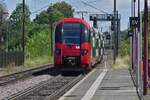 CFL 2204 in neuer Farbgebung auf Testfahrt durch die Haltestelle Lamadelaine.