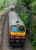 Eine Z 2  Doppeleinheit (Z 2006 und Z 2007) fährt als RB 3440 (Ettelbrück - Mersch - Luxembourg) am 14 Juni 2013  in Luxemburg Stadt in Richtung Hauptbahnhof, hier kurz hinter dem Clausener