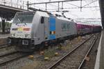 Am 23 Juli 2026 wird in Roosendaal auf drwei Sonderz�ge nach Belgien gewartet. Der 1. Sonderzugmit  Lineas 186 424 und I-11 Wagen mit Sonderaufkleber verlasst nach eine halbe St�nde Pause Roosendaal mit der Tomorrowland I Express nach Boom mit eine g ...