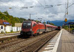 Zugbegegnung im Bahnhof Prien am Chiemsee am 11.09.2022...