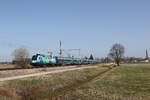 1116 244 mit dem  KLIMA-TICKET-RAILJET  aus Salzburg kommend am 7. M�rz 2026 bei �bersee am Chiemsee.
