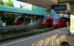 3 ÖBB 4024 trafenn im Bahnhof von Bregenz aufeinander.