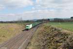 ER20-01 zieht bei Unterth�lau den Containerzug Wiesau- Hamburg kurz hinter Marktredwitz gen Hof.