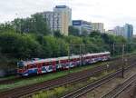 Privatbahnen in Polen: WKD S-Bahn mit EN 94-33a bei Warschau am 14.