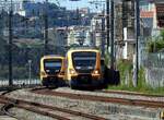 CP 3416 ud 3421 im Bahnhof Campanha in Porto am 18.05.2018.