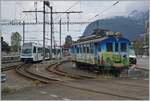 Der aus Les Diablerets auf Gleis 14 angekommene TPC ASD ABe 4/8 473  Glacier 3000  rangiert in Aigle.