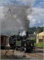 Festival Suisse de la vapeur (Schweizer Dampffestival 2024)    Für die Doppeltraktion des 17:10 Zugs ab Blonay nach Chamby werden in Blonay die beiden Blonay-Chamby Bahn Dampfloks SEG G 2x 2/2