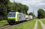 Mal wieder einen Alpinisten im Flachland erwischt: BLS Cargo 485 018 ist am 07.07.2021 bei Boisheim (Strecke Viersen - Venlo) in die Niederlande unterwegs
