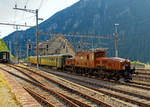   Das SBB Gotthard Krokodil Ce 6/8 II 14253 (eigentlich Be 6/8 II 13253) der SBB Historic am 02.08.2019 mit einem Sonderzug bei einer Scheinanfahrt im Bahnhof Göschenen.