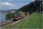 Die SBB Re 4/4 II 11259 (Re 420 259-9) ist mit einem G�terzug kurz vor Villeneuve auf der Fahrt in Richtung St-Maurice.