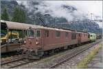 In Kandersteg warten auf einen neuen Einsatz die beiden BLS Re 4/4 192 und 184 sowie die BLS Re 465 004.