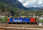 Die SBB Cargo Re 620 006-7 „Lavaux“ (91 85 4620 006-7 CH-SBBC), ex Re 6/6 – 11606, fährt am 07 September 2021 durch Brig.