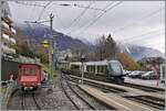 In Chernex begegnet der GoldenPass Express auf der Fahrt von Interlaken Ost nach Montreux dem CEV Te 2/2 82.