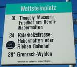 (132'534) - BVB-Haltestellenschild - Basel, Wettsteinplatz - am 7.