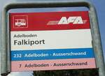 (127'960) - AFA-Haltestellenschild - Adelboden, Falkiport - am 11.