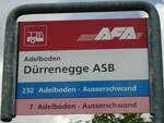 (127'962) - AFA-Haltestellenschild - Adelboden, Drrenegge ASB - am 11.