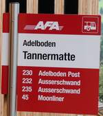 (278'139) - AFA-Haltestellenschild - Adelboden, Tannermatte - am 27.