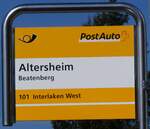 (273'785) - PostAuto-Haltestellenschild - Beatenberg, Altersheim - am 10.