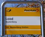 (273'797) - PostAuto-Haltestellenschild - Beatenberg, Lood - am 10.