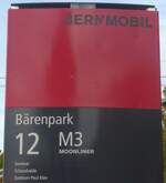(210'481) - BERNMOBIL-Haltestellenschild - Bern, Brenpark - am 20.