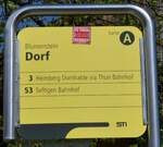 (274'142) - STI-Haltestellenschild - Blumenstein, Dorf - am 23.