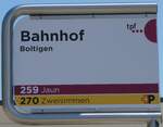 (278'599) - tpf/+P-Haltestellenschild - Boltigen, Bahnhof - am 7.
