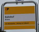 (281'552) - +P-Haltestellenschild - Brienz, Bahnhof - am 16.
