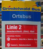 (134'751) - Grindelwald Bus-Haltestellenschild - Grindelwald, Bahnhof - am 3.
