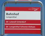 (252'831) - aare seeland mobil-Haltestellenschild - Langenthal, Bahnhof - am 20.