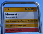 (273'098) - PostAuto-Haltestellenschild - Ringgenberg, Moosrain - am 20.