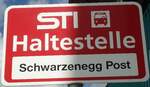 (133'867) - STI-Haltestellenschild - Schwarzenegg, Schwarzenegg Post - am 28.