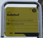 (283'221) - STI-Haltestellenschild - Spiez, Bahnhof - am 16.