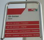 (147'911) - cj-Haltestellenschild - St-Imier, Gare - am 8. November 2013