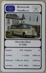 (273'760) - Quartett-Spielkarte mit Mercedes-Benz O 3500 von 1953 am 8.