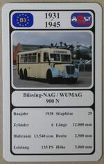 (275'690) - Quartett-Spielkarte mit Bssing-NAG / WUMAG 900 N von 1938 am 18.