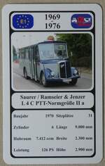 (276'487) - Quartett-Spielkarte mit Saurer / Ramseier & Jenzer L 4 C PTT-Normgrsse II a von 1970 am 8.