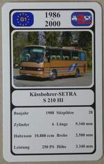 (277'212) - Quartett-Spielkarte mit Kssbohrer-SETRA S 210 HI von 1988 am 22.
