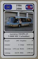 (277'213) - Quartett-Spielkarte mit Auwrter-NEOPLAN N 8008 MIC Carbonliner von 1993 am 22.