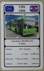 (277'215) - Quartett-Spielkarte mit Auwrter-NEOPLAN N 4014 von 1996 am 22.
