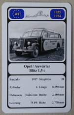 (278'419) - Quartett-Spielkarte mit Opel / Auwrter Blitz 1,5 t von 1037 am 3.