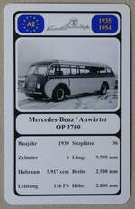 (278'420) - Quartett-Spielkarte mit Mercedes-Benz / Auwrter OP 3750 von 1939 am 3.