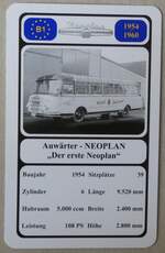 (278'801) - Quartett-Spielkarte mit Auwrter - NEOPLAN  Der erste Neoplan  von 1954 am 10.