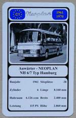 (279'127) - Quartett-Spielkarte mit Auwrter - NEOPLAN NH 6/7 Typ Hamburg von 1961 am 17.