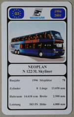 (280'413) - Quartett-Spielkarte mit NEOPLAN N 122/3L Skyliner von 1996 am 14.