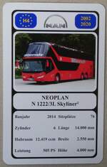 (280'646) - Quartett-Spielkarte mit NEOPLAN N 1222/3L Skyliner 2 von 2014 am 22, September 2025 in Thun