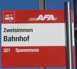 (200'219) - AFA-Haltestellenschild - Zweisimmen, Bahnhof - am 25.