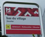 (236'905) - MOBIJU-Haltestellenschild - Develier, bas du village - am 6.